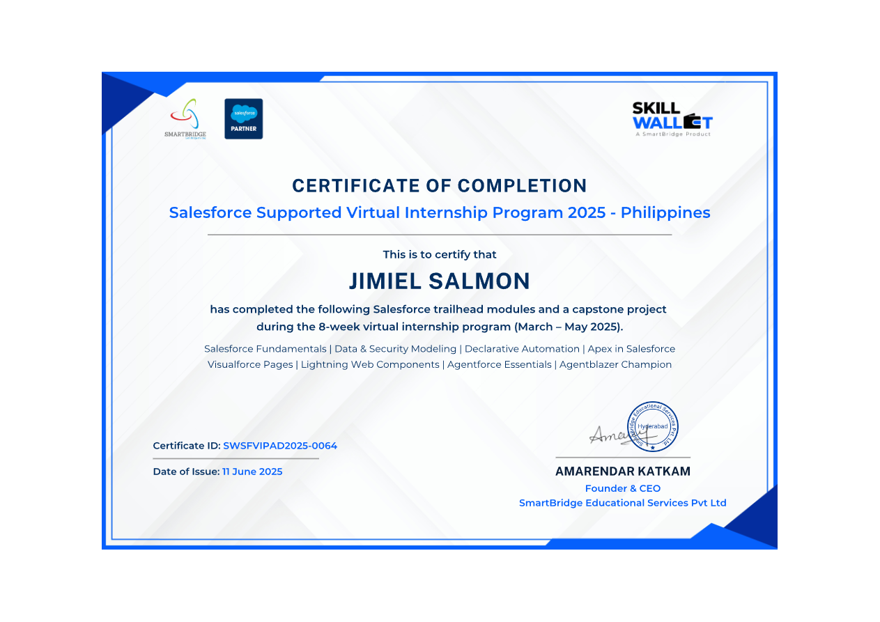 Salesforce Supported Virtual Internship Program 2025 - Philippines badge
